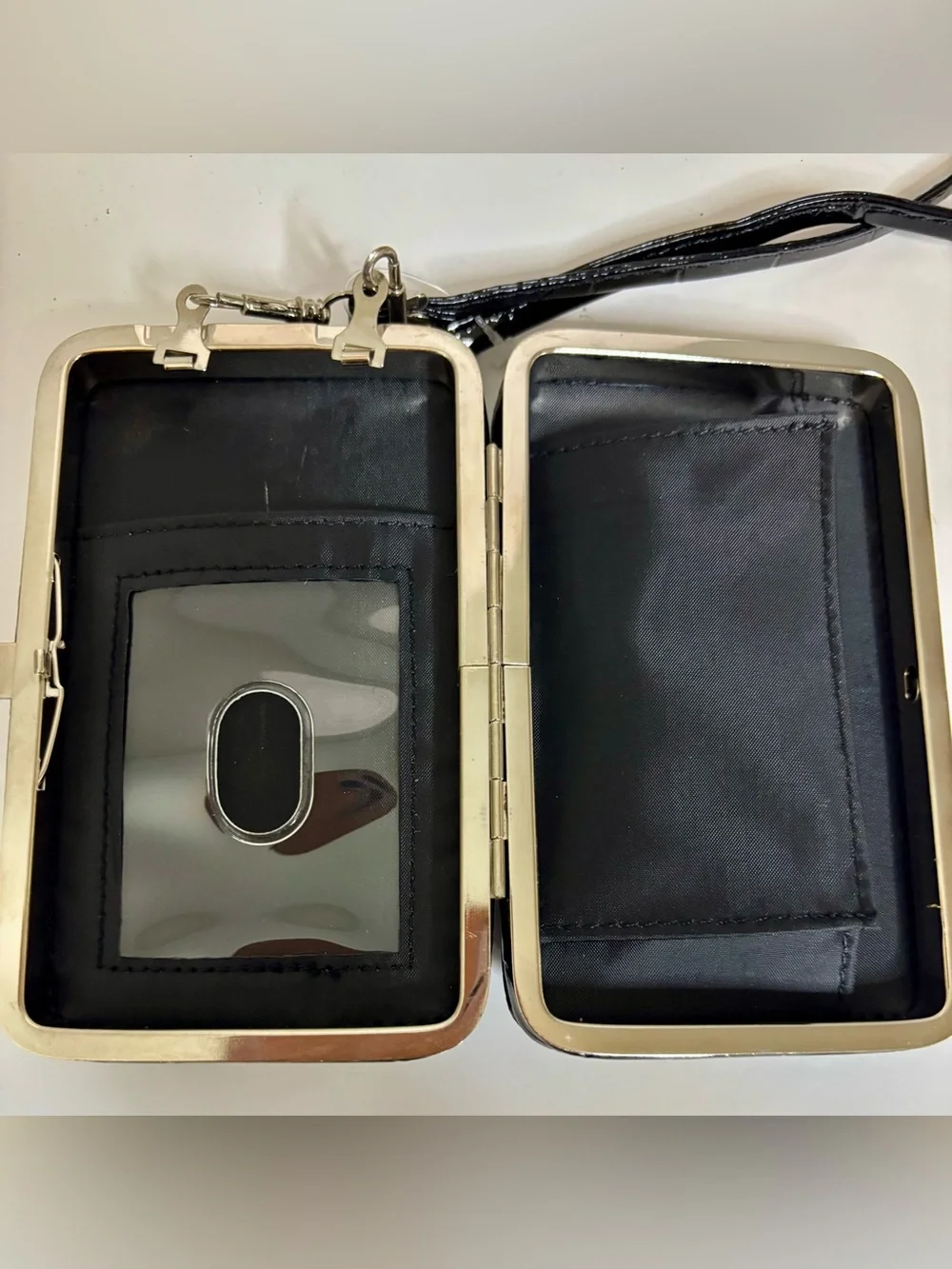 Black silver Heart Crossbody Phone/credit card Case with Adjustable Strap